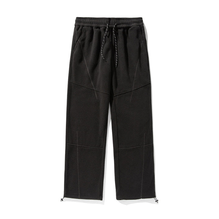 Unisex Wide Fleece Pants with Elastic Waistband, Drawstring and Adjustable Hem Mune Fashion