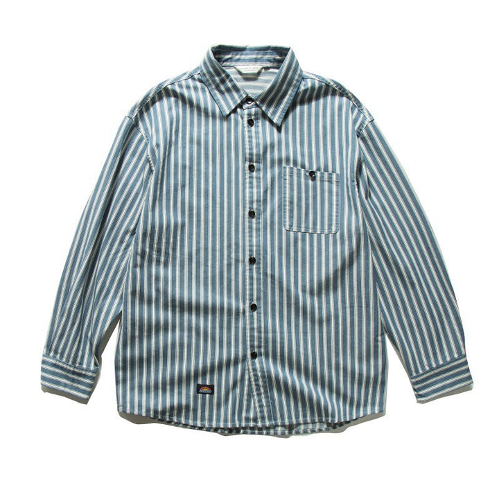 Unisex Oversized Shirt Jacket with Vertical Stripes, Boxy Cut and Chest Pocket Mune Fashion