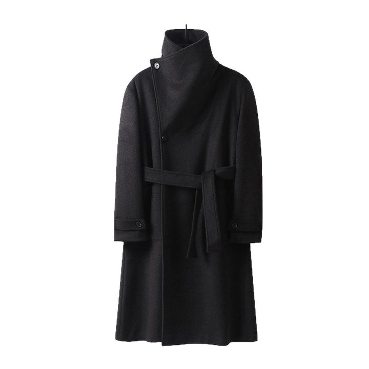 Women Maxi Length Wool Blend Coat with Oversized Shawl Collar and Patch Pockets Mune Fashion