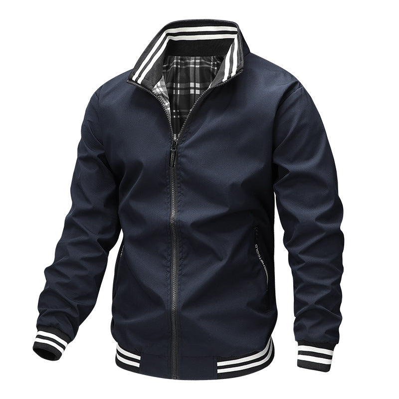 Men's Fashionable Bomber Jacket with Check Pattern Mune Fashion
