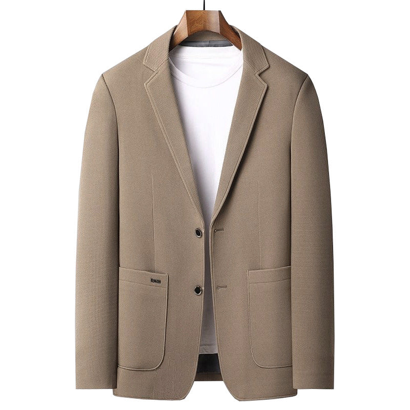 Men's Unstructured Leisure Blazer in Waffle Knit with Patch Pockets Mune Fashion