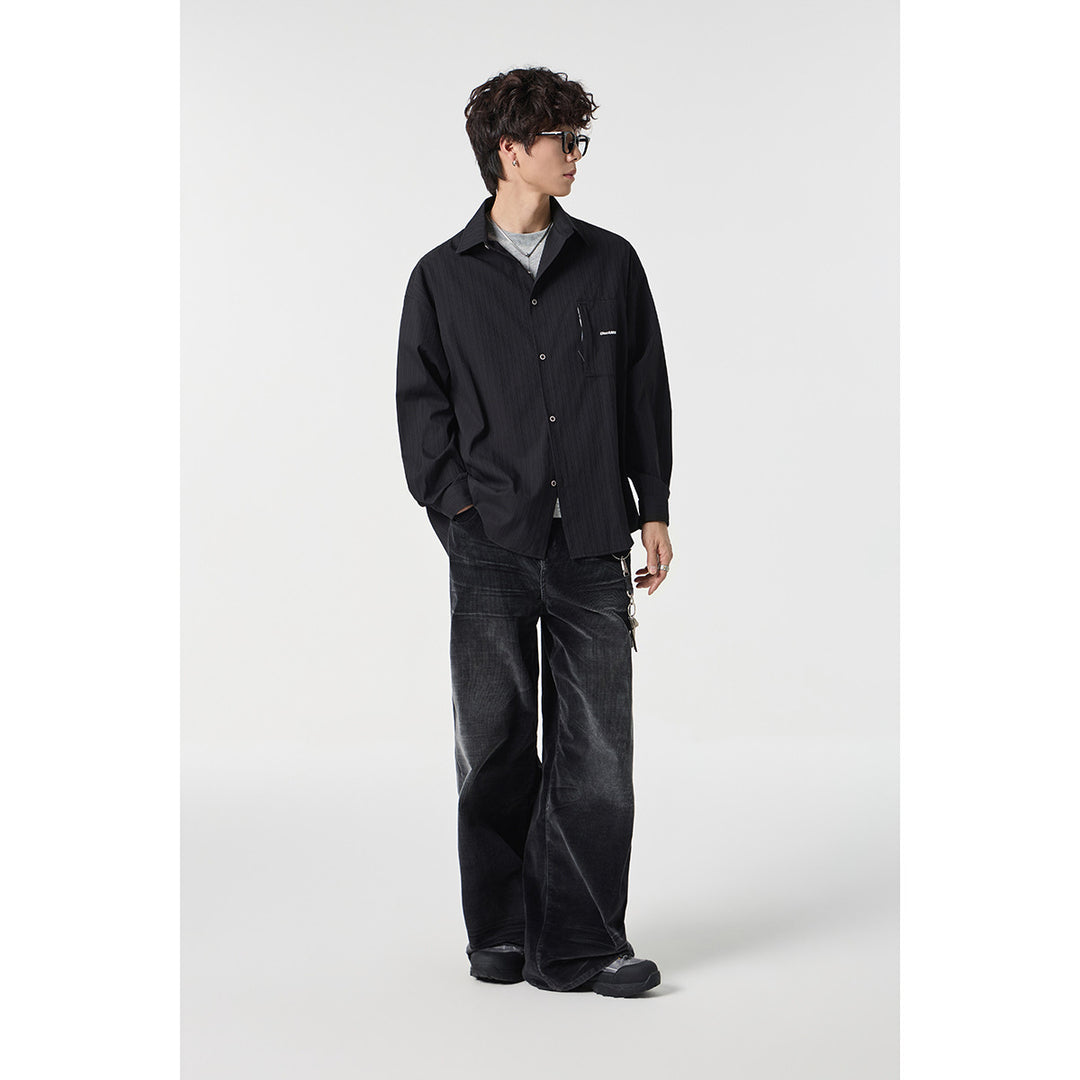 Unisex Oversize Shirt Jacket with structured ribbed look and patch breast pocket Mune Fashion