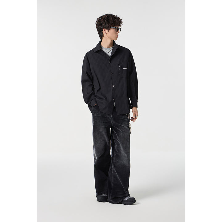 Unisex Oversize Shirt Jacket with structured ribbed look and patch breast pocket Mune Fashion
