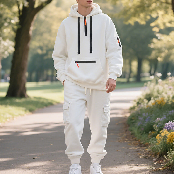 Men's Urban Cargo Tracksuit with Hooded Hoodie and Zipper Pockets Mune Fashion