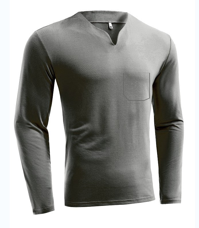 Men's long sleeve shirt with V-neck Slim Fit cotton blend and elastic comfort waistband Mune Fashion