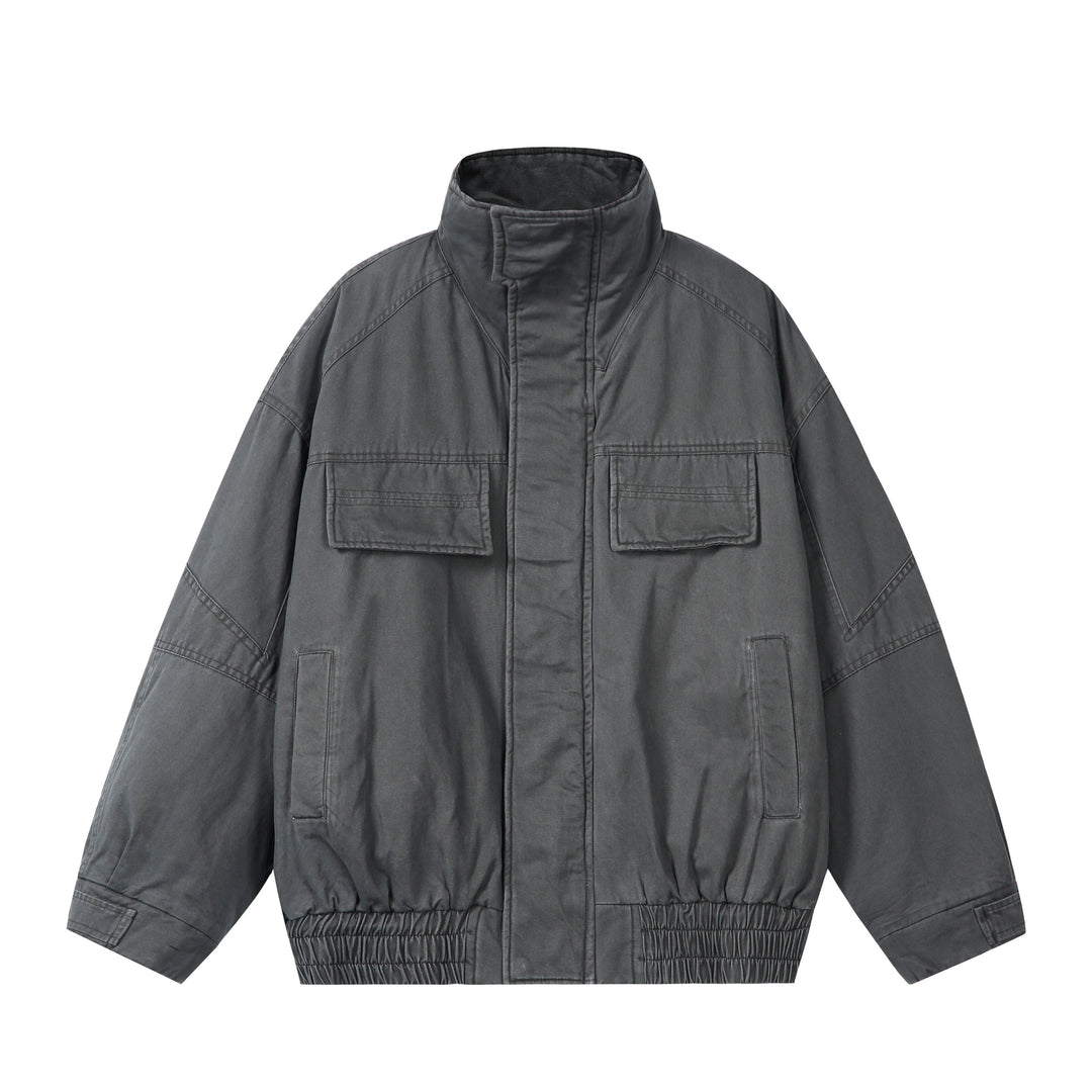 Unisex Boxy-Field jacket with high stand-up collar, flap pockets and elastic hem Mune Fashion