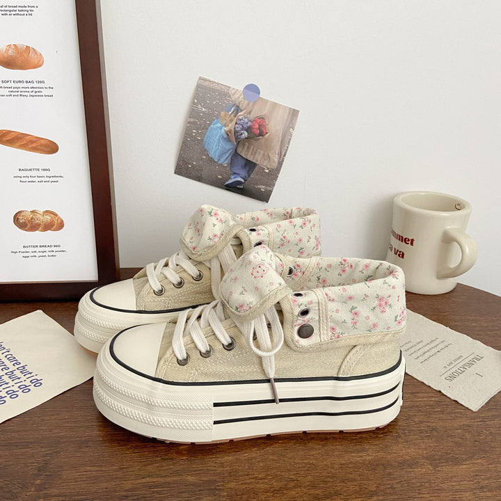 Women's Fashion Platform Sneakers with Floral Lining Mune Fashion