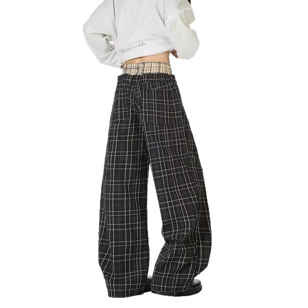 Women's Casual Checkered Carrot Pants Mune Fashion