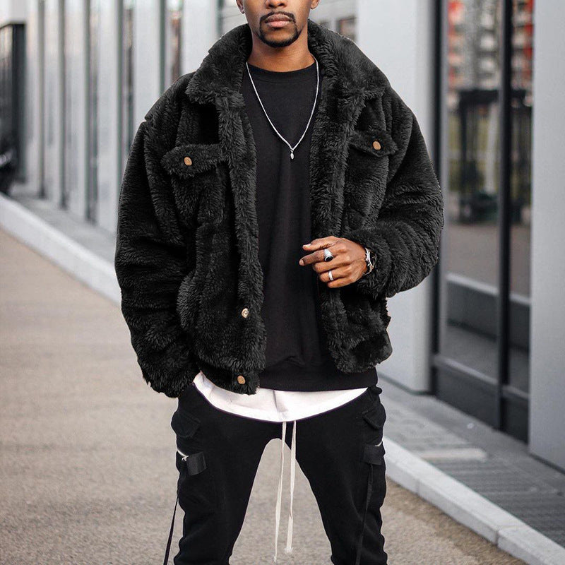 Men's Fashionable Teddy Jacket with Zippable Pockets and High Thermal Insulation Mune