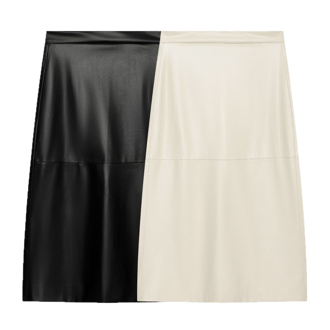 Ladies A-line midi skirt made of faux leather with high waist Mune Fashion