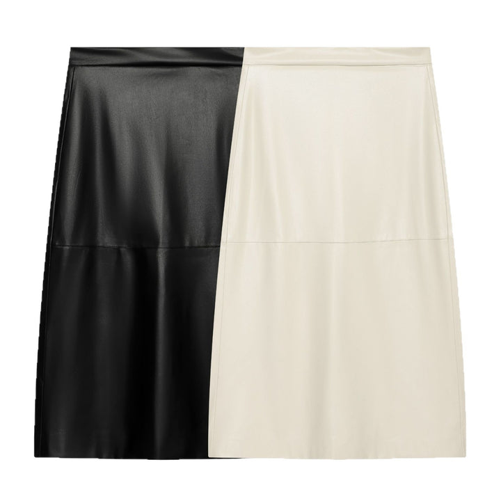 Ladies A-line midi skirt made of faux leather with high waist Mune Fashion