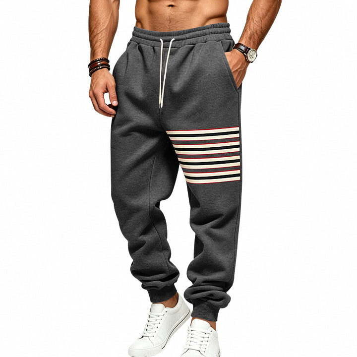Men's Jogging Pants with Side Stripe Panel, Elastic Waistband and Ribbed Cuffs Mune Fashion