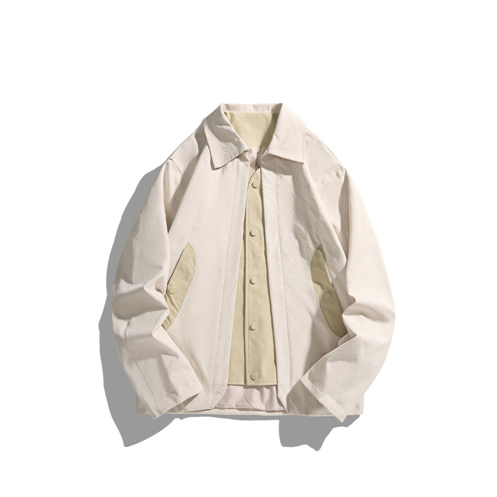 Men's lightweight casual jacket with shirt collar, snap button placket and hidden seam pockets Mune Fashion