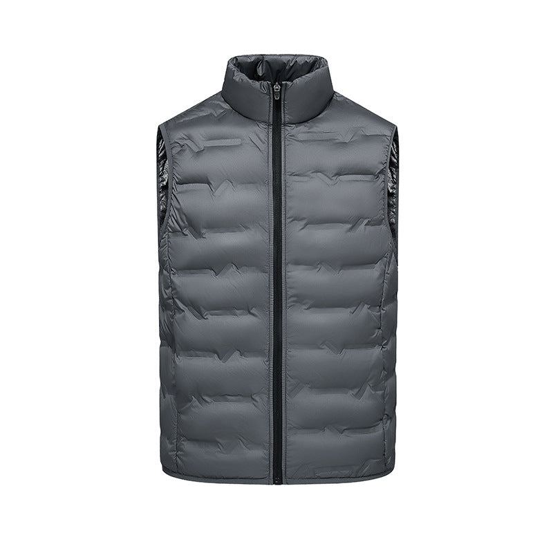 Men's Lightweight Down Look Vest with High Collar, Heat Panels & Concealed Insert Pockets Mune Fashion