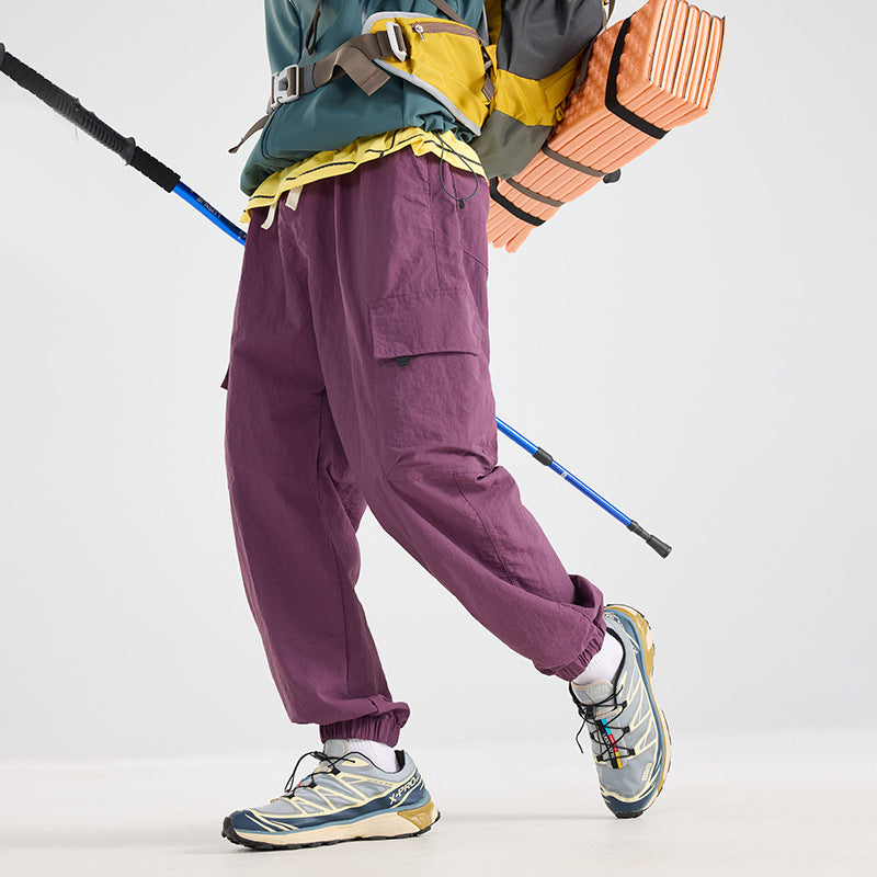 Men's Lightweight Utility Cargo Pants made of Ripstop with Elastic Hem and Multiple Pockets Mune Fashion