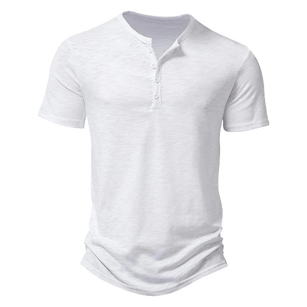 Men's short sleeve Henley style shirt made of slub cotton jersey with short button placket Mune Fashion