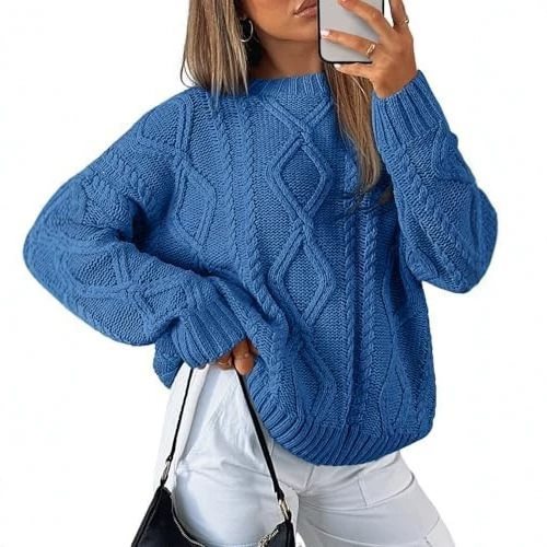 Women's chunky knit sweater in cable pattern with casual oversized cut Mune Fashion