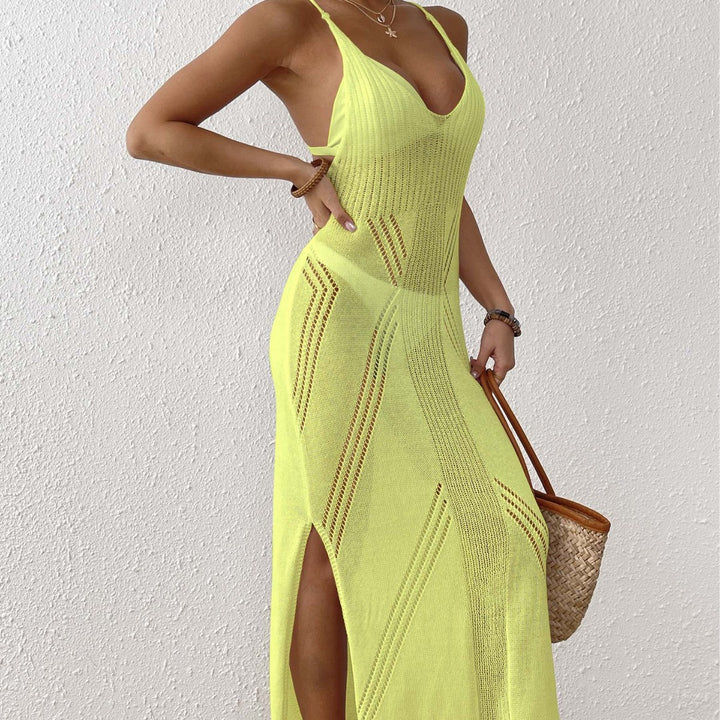 Ladies' maxi dress with intricate mesh design Mune Fashion