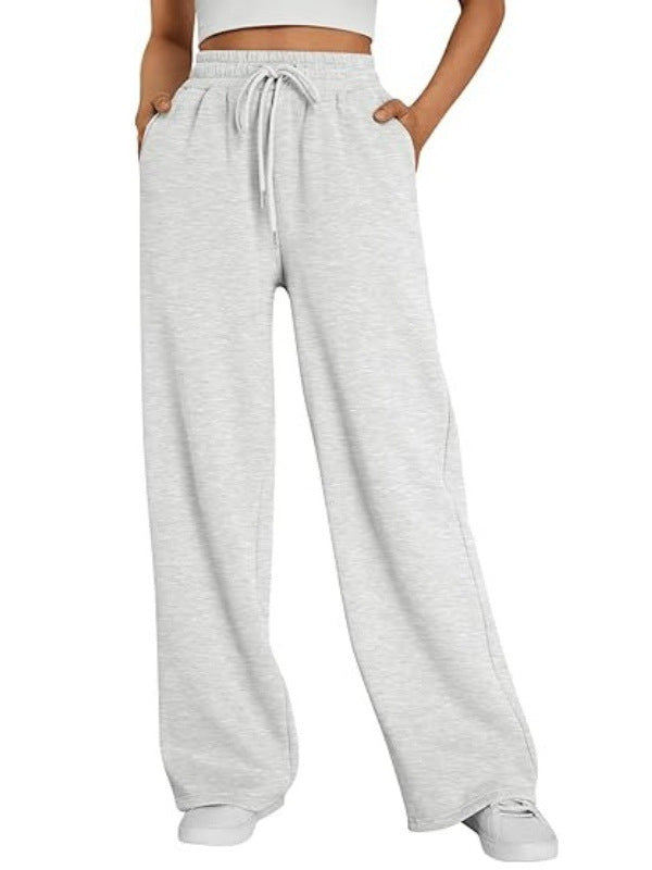 Ladies nan Palazzo lounge pants with high waist, elastic waistband, drawstring and deep side pockets Mune Fashion