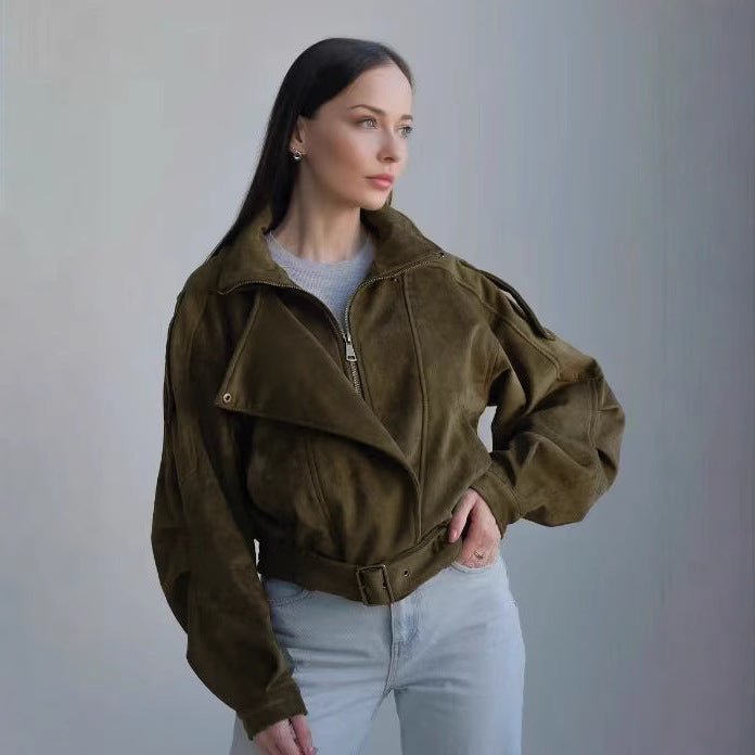 Ladies fashionable and elegant suede jacket