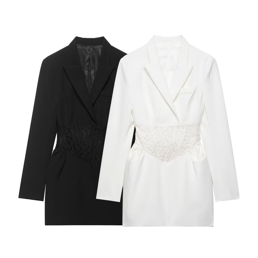 Women's Tailored Blazer Dress with Integrated Lace Corset Mune Fashion