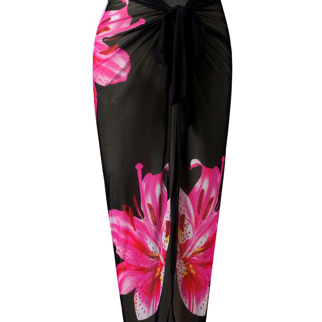 Women Elegant Swimsuit with Long Sleeve and Transparent Wrap Skirt Mune Fashion