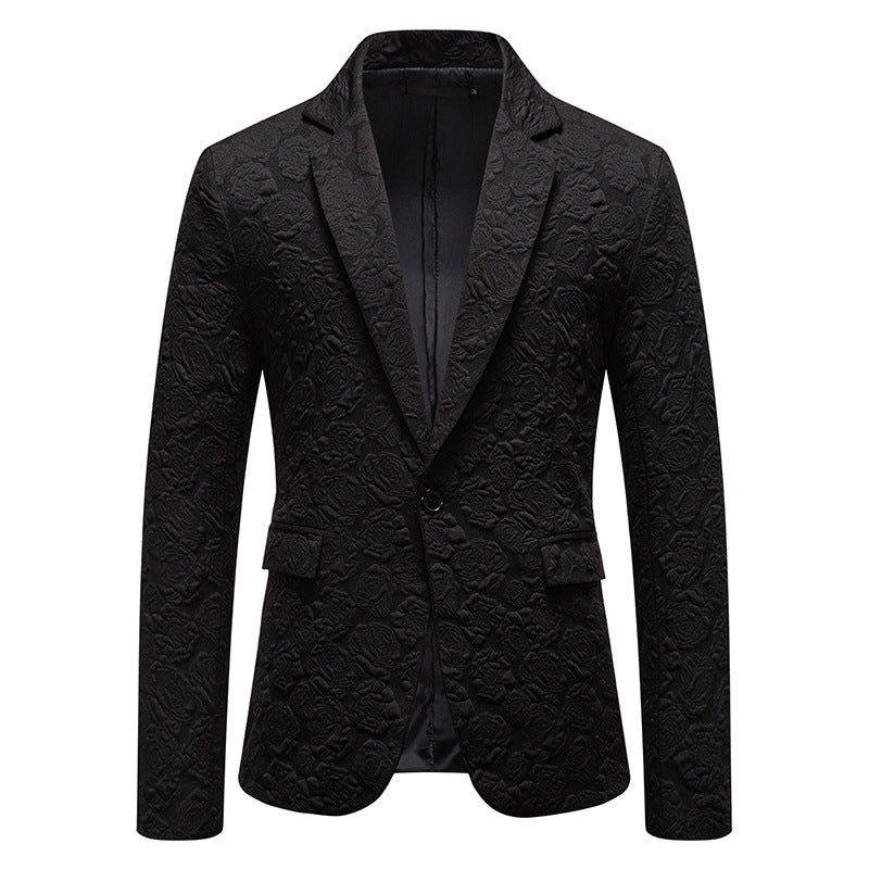 Men's structured business blazer with floral jacquard pattern and slim fit Mune Fashion