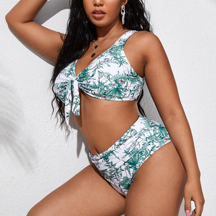 Women's bikini set with floral tie band and high waistband Mune Fashion