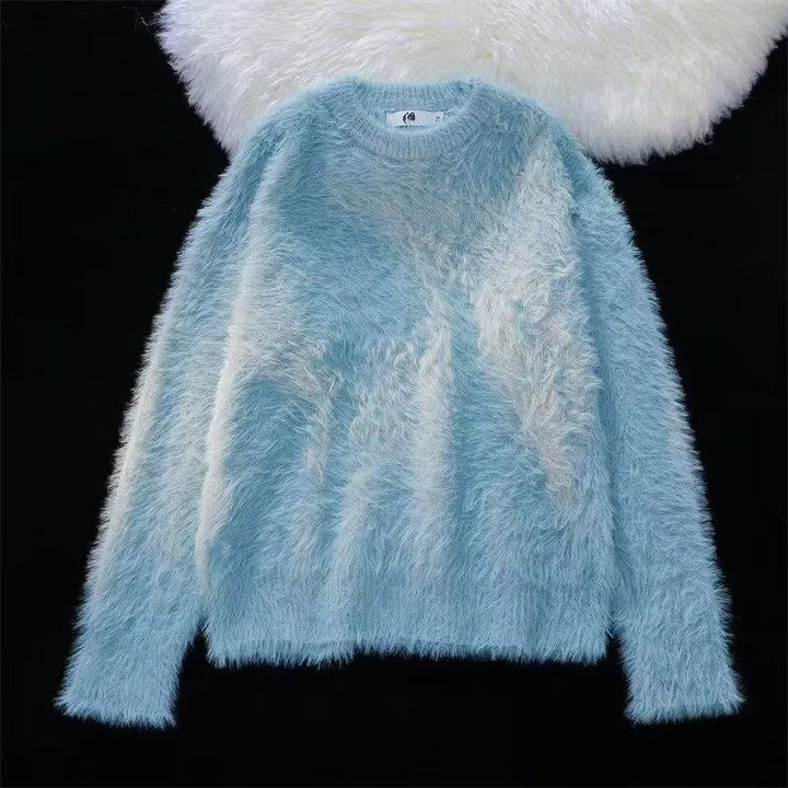 Women Soft Chunky Knit Sweater with Round Neckline Mune Fashion