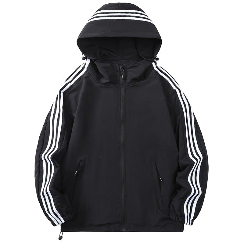 Men's sporty transitional jacket with hood and reflective accents Mune Fashion