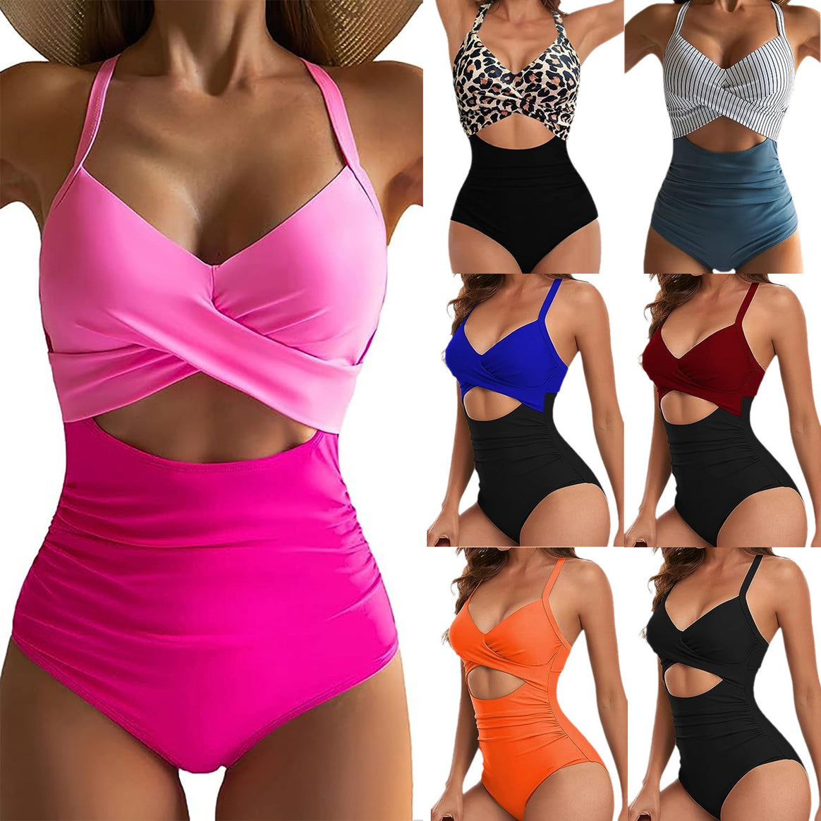 Women's One-Piece Swimsuit with Elegant Wrap Cut Mune Fashion