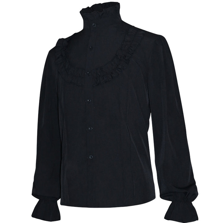 Men's casual short-sleeve shirt with laced V-neck, short stand-up collar, and soft cotton blend Mune Fashion