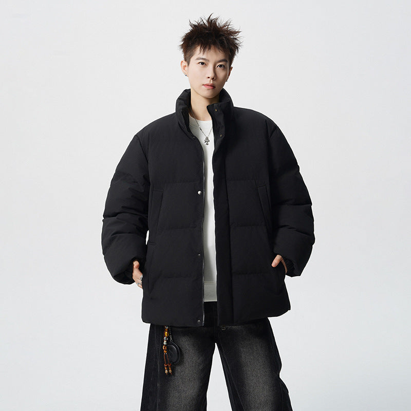 Men's Short Cut Oversized Quilted Jacket with High Collar Mune Fashion
