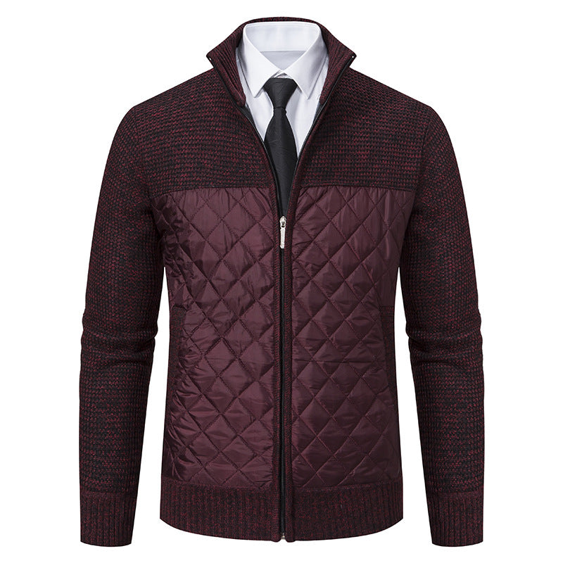 Men's quilted hybrid cardigan with diamond quilting, stand-up collar, insulating thermal lining, and zipper Mune Fashion
