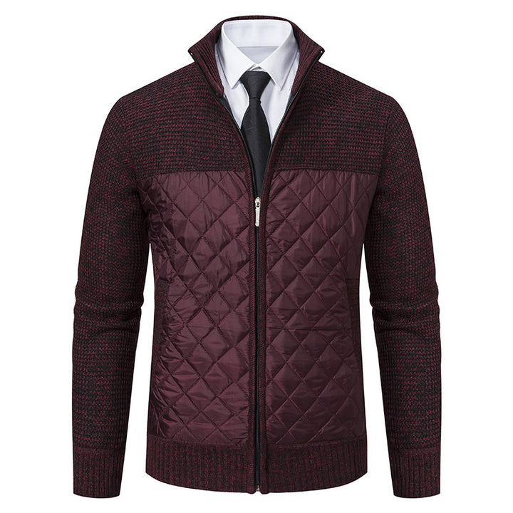 Men's quilted hybrid cardigan with diamond quilting, stand-up collar, insulating thermal lining, and zipper Mune Fashion
