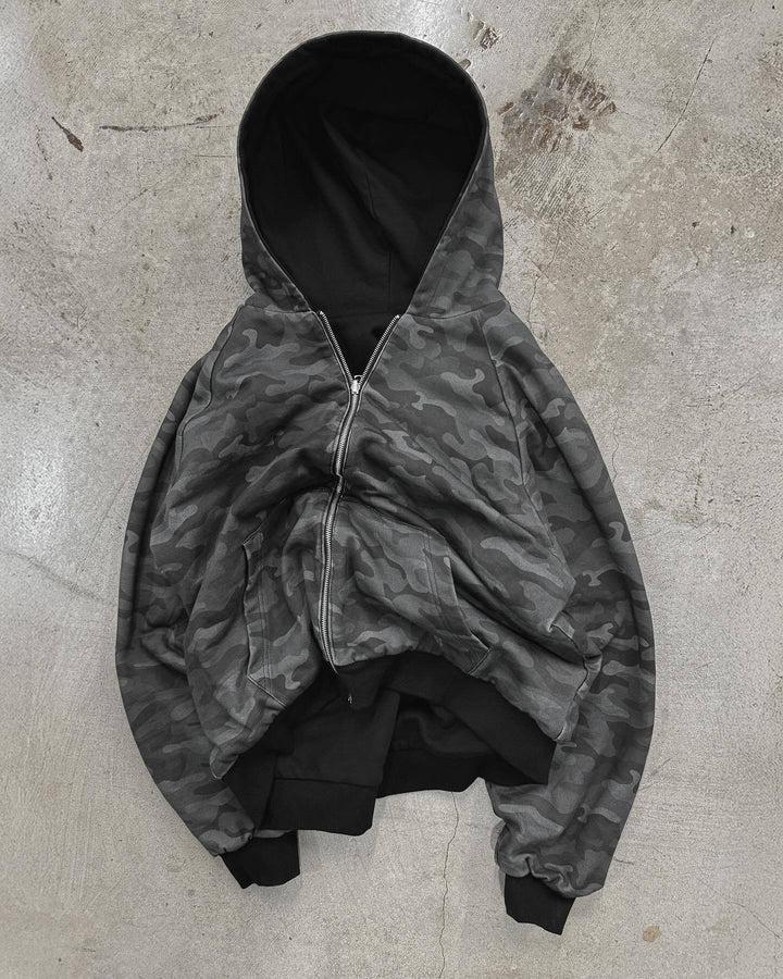 Unisex hooded sweatshirt jacket with faux fur lining, cropped cut and cross zipper Mune Fashion