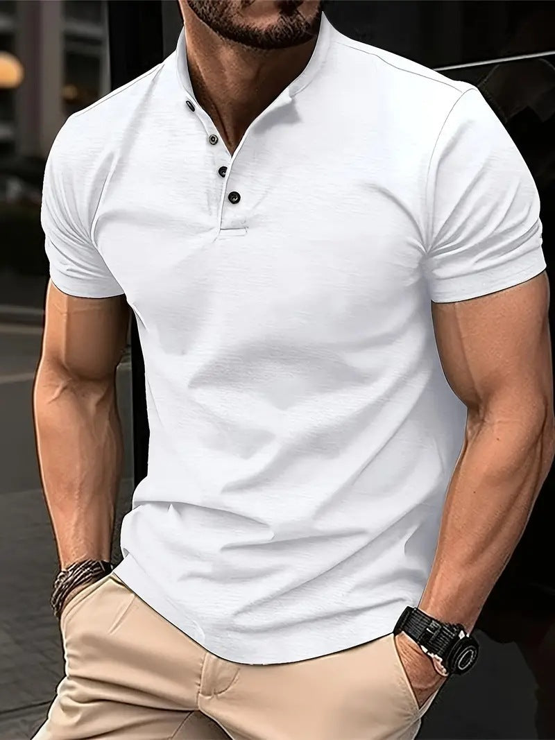 Men's Polo Shirt with Button Placket and Short Sleeves Mune