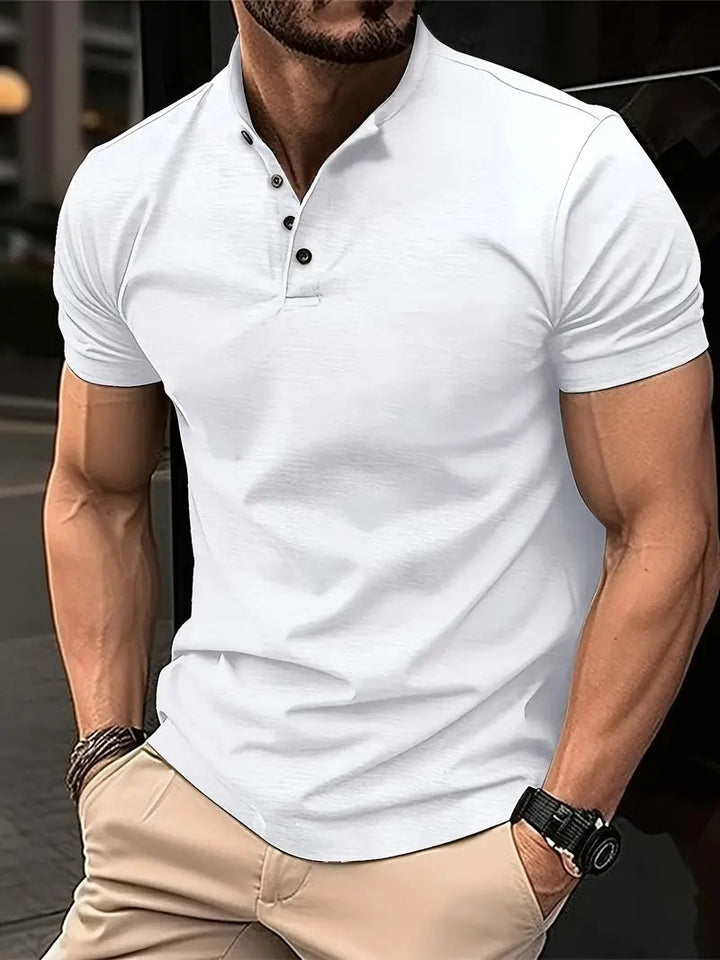 Men's Polo Shirt with Button Placket and Short Sleeves Mune