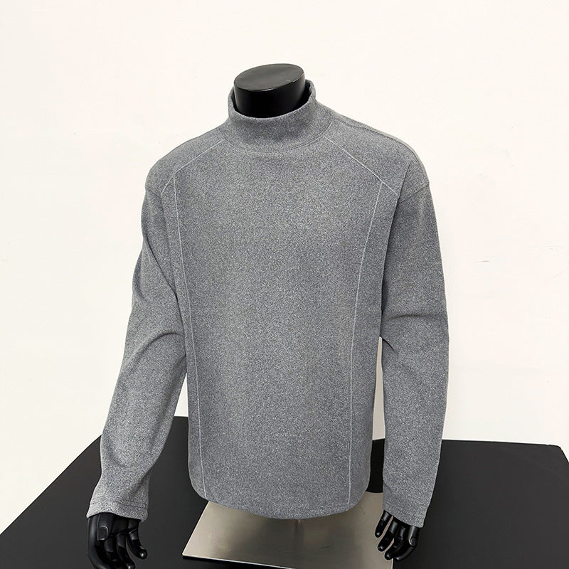 Men's fine mockneck long-sleeve shirt with minimalist decorative seams and relaxed fit Mune Fashion