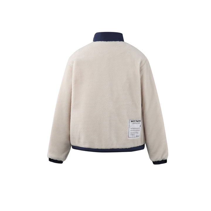 Men's Teddy Fleece Jacket with Stand-Up Collar, Full Zip and Contrast Trim Mune Fashion