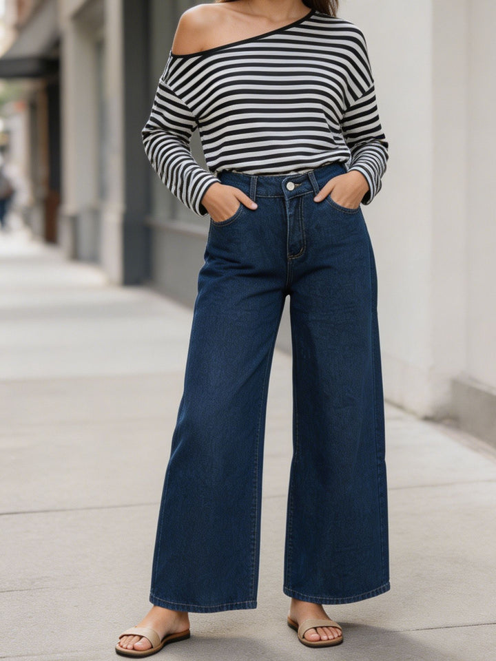 Women nan High-Waist Wide-Leg Jeans with wide leg and classic five-pocket cut Mune Fashion