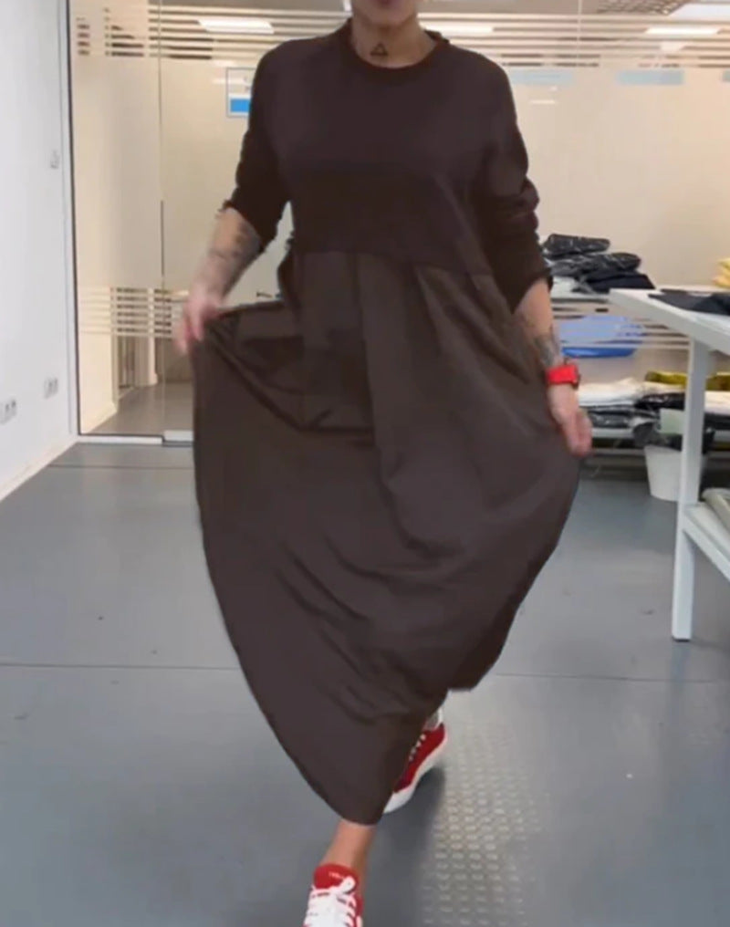 Women's nan oversized maxi dress with deep yoke and side pockets Mune Fashion