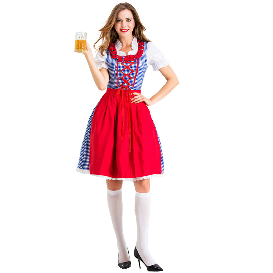 Women nan Karo-Dirndl with laced bodice front, ruffle collar and tailored apron Mune Fashion
