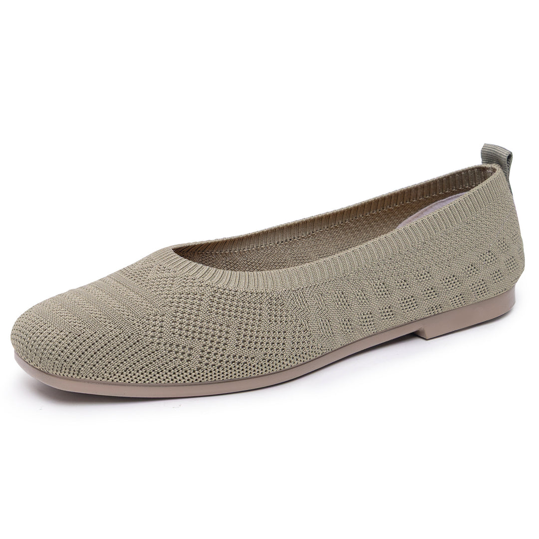Women's knitted ballerina slip-on comfort ballerina with seamless sock entry and flexible lightweight sole Mune Fashion