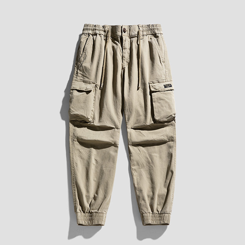 Men's Robust Cargo Jogging Pants in Utility Style with Drawstring Waistband, Flap Pockets, and Knee Panels Mune Fashion