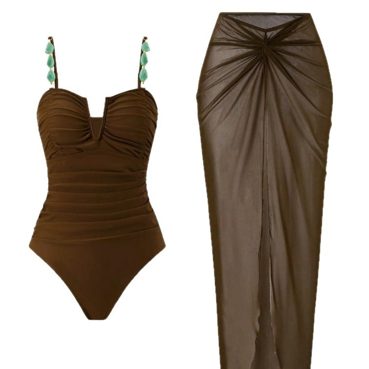 Women Refined One Piece Swimsuit with Elegant Skirt Mune Fashion