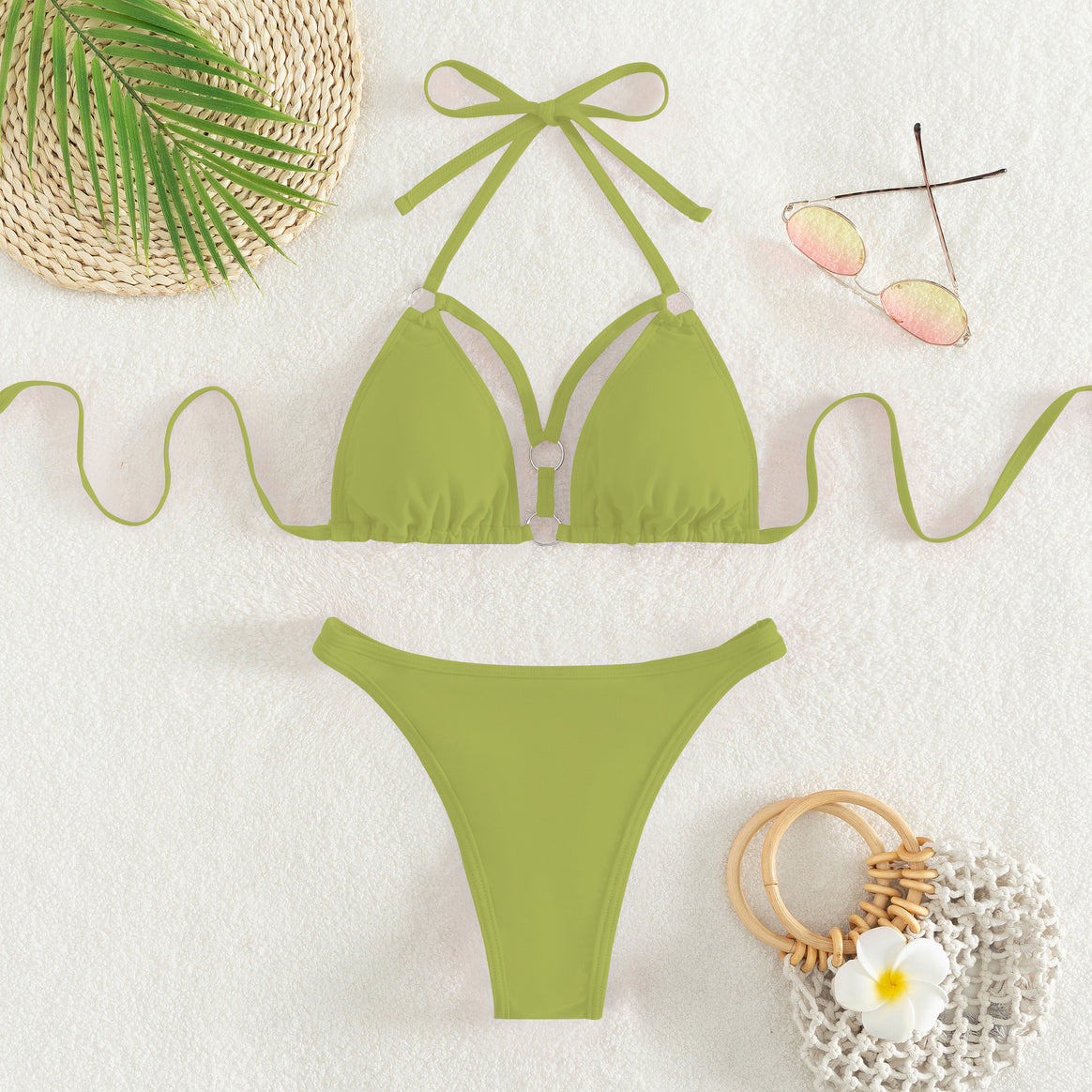 Women's triangle bikini with adjustable straps and decorative details Mune Fashion
