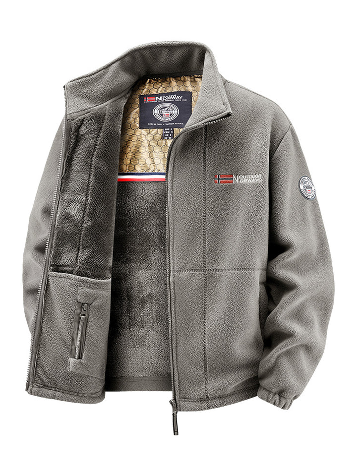 Men's fleece jacket with teddy inner lining, high stand collar and zip pockets Mune Fashion