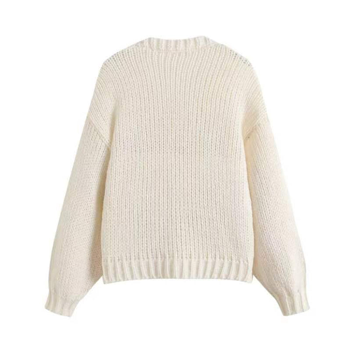 Women's short cardigan with strawberry appliqués and chunky knit Mune Fashion