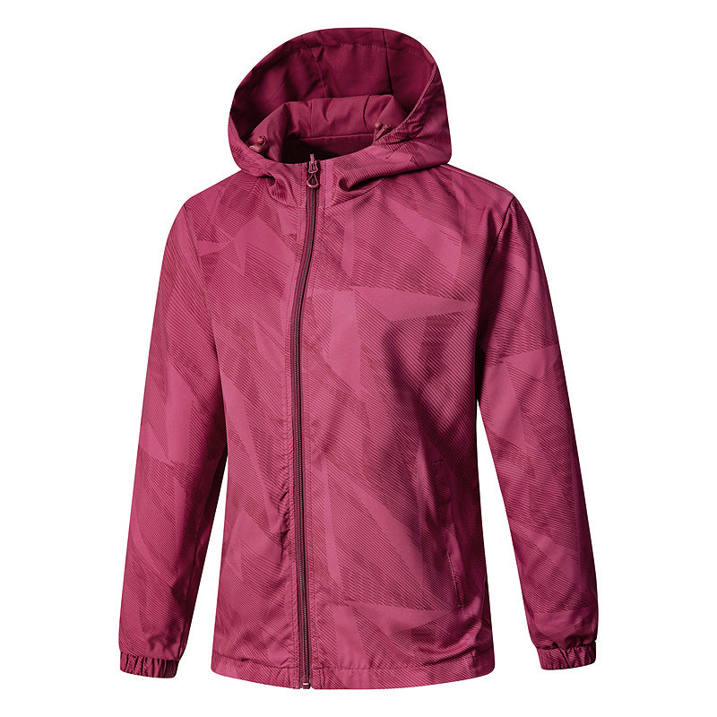 Women Lightweight Technical Hooded Jacket Water-Repellent with Full Zip and Elastic Cuffs Mune Fashion